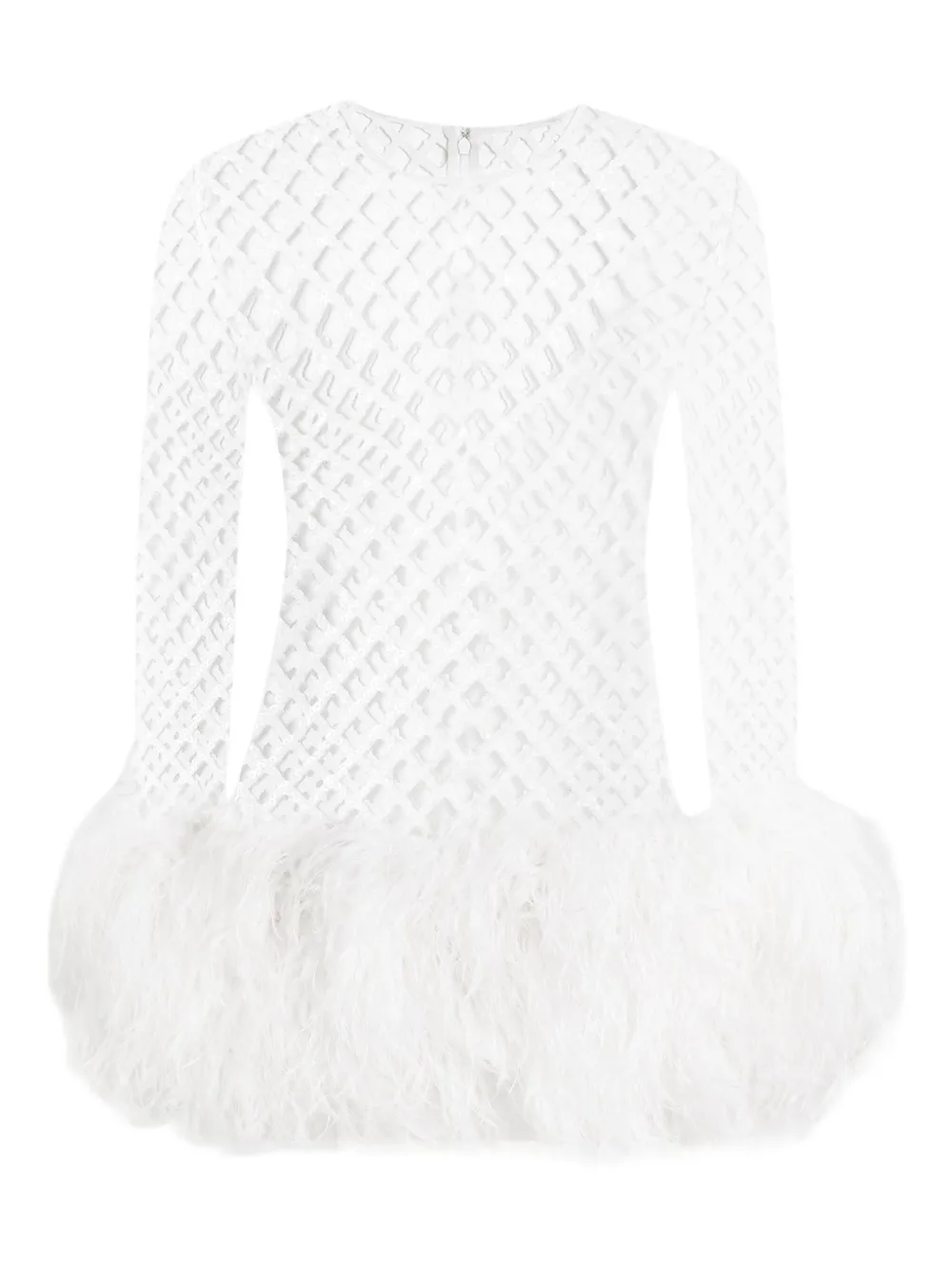 Dolce & Gabbana mesh feather-trim mini dress | White | Image 1