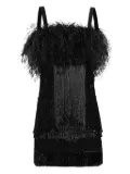 Dolce & Gabbana feather-trimmed fringe mini dress - Black