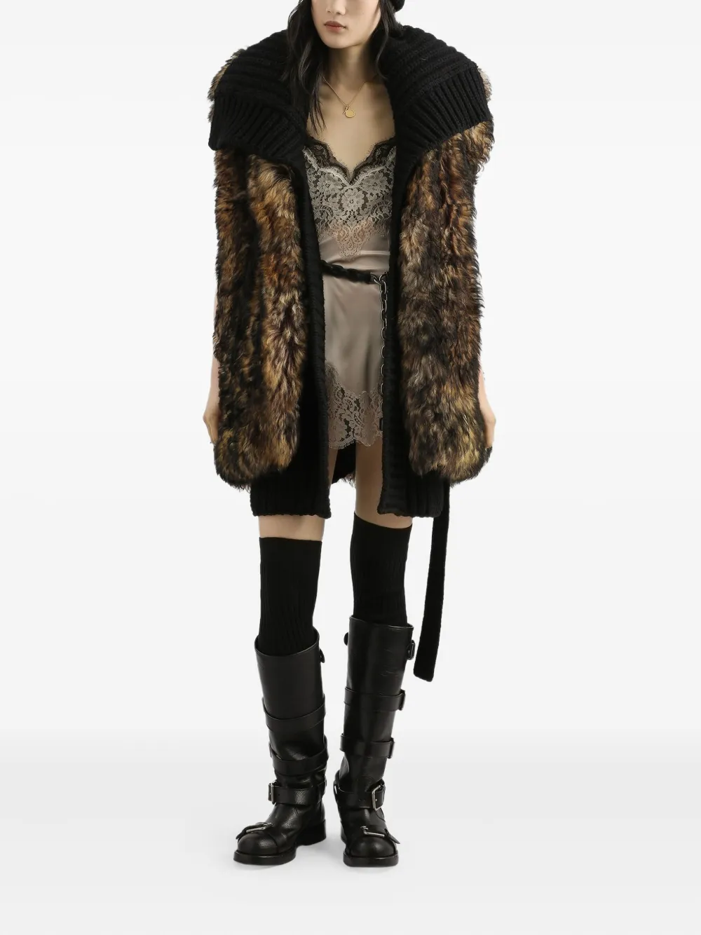 Dolce & Gabbana Sleeveless Slip Mini Dress In Neutral