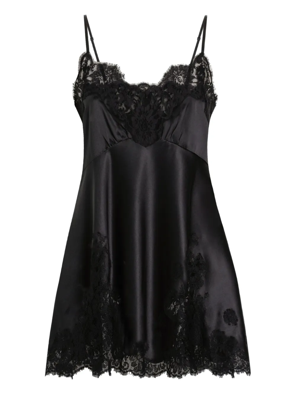 Dolce & Gabbana レーストリム スリップドレス - ブラック Dolce & Gabbana レーストリム スリップドレス - ブラック