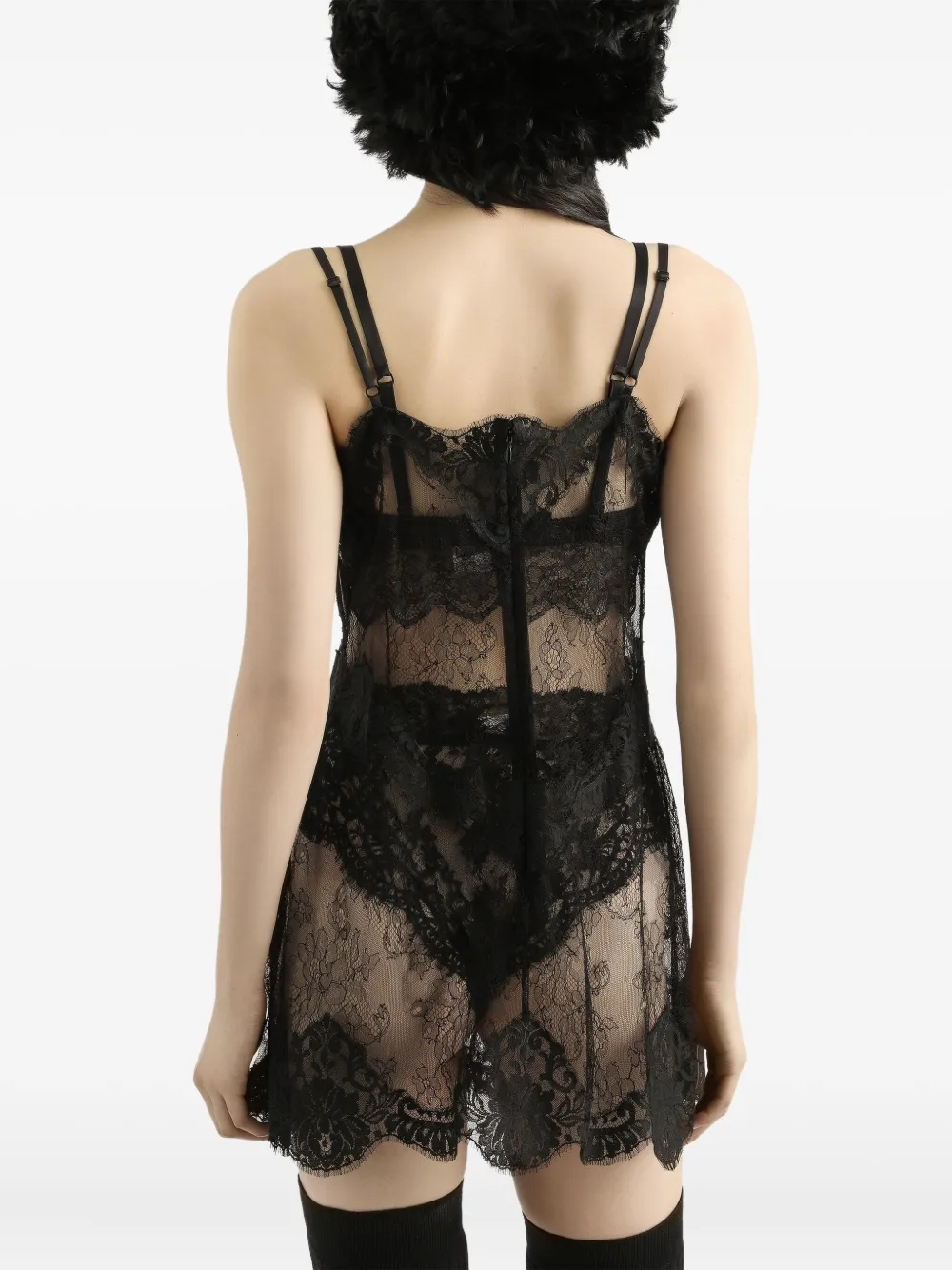 Dolce & Gabbana Lace-trimmed Slip Dress In Black