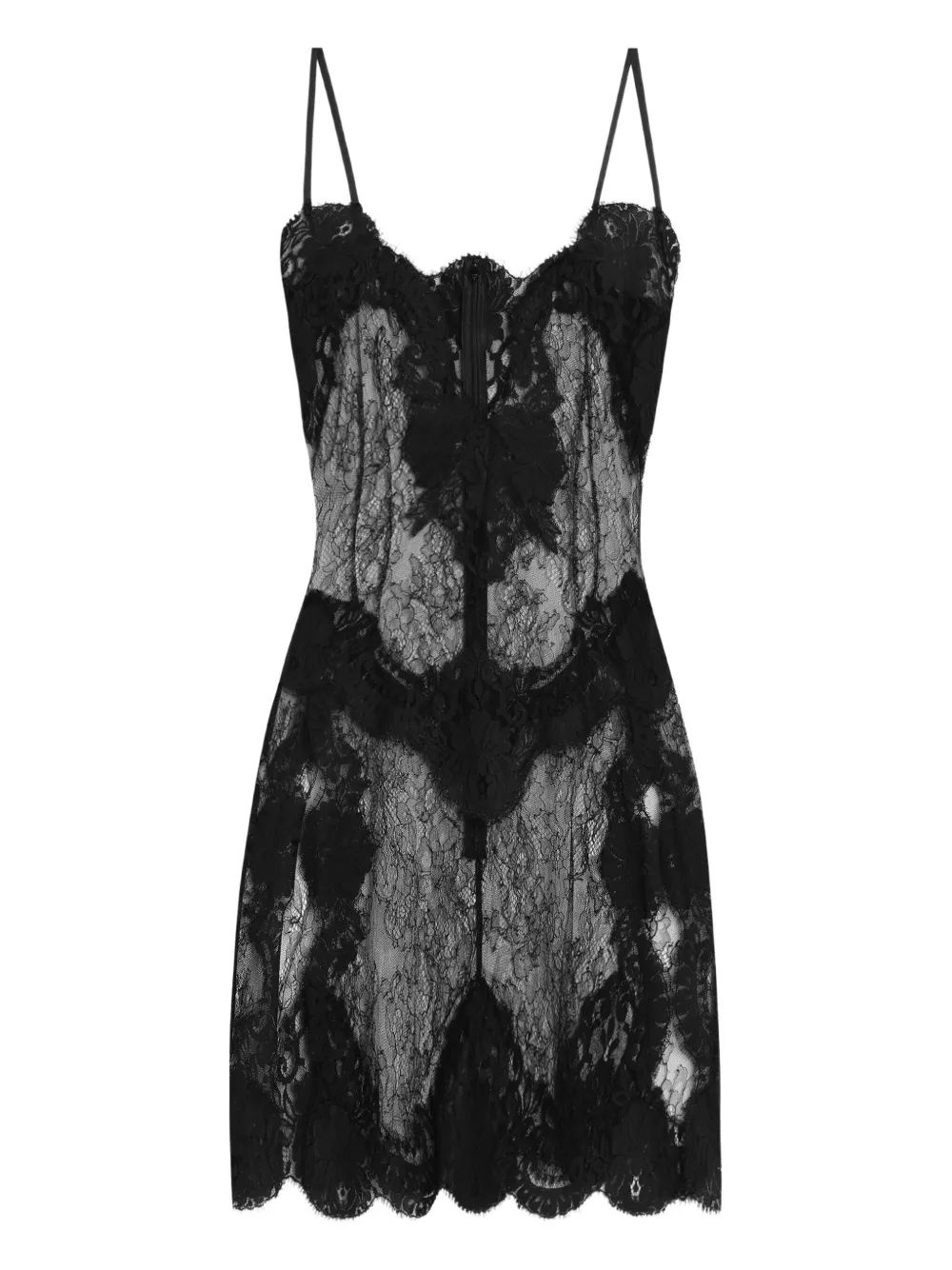 Dolce & Gabbana Lace-trimmed Slip Dress In Black
