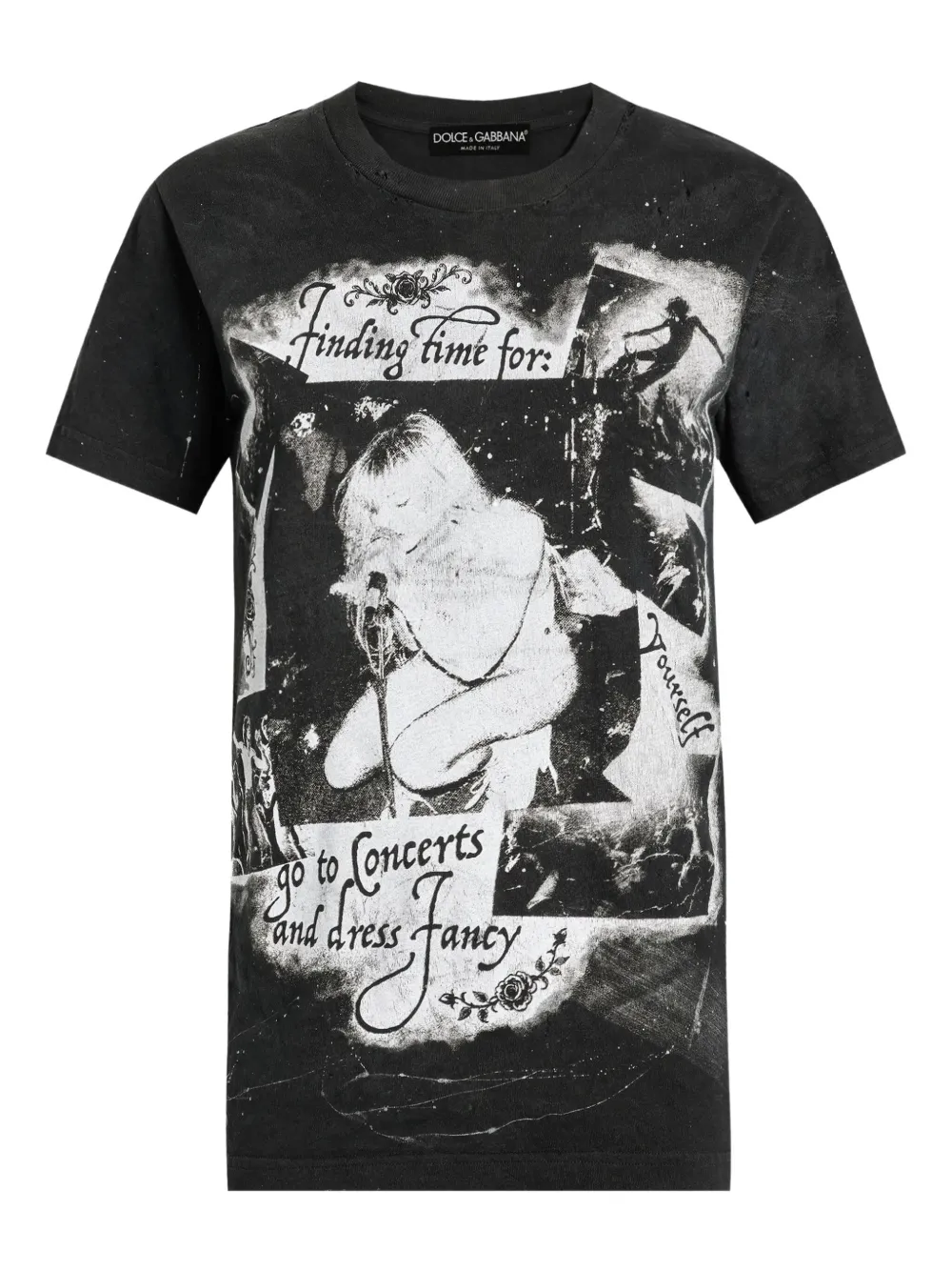 Dolce & Gabbana graphic-print distressed T-shirt | Black | Image 1