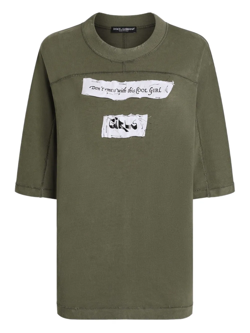 Dolce & Gabbana Panelled Graphic-print T-shirt In Green