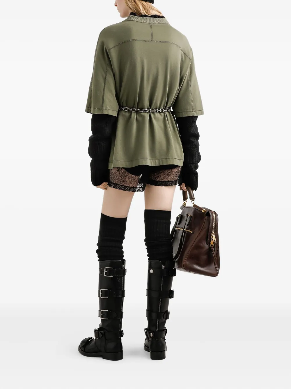 Dolce & Gabbana Panelled Graphic-print T-shirt In Green