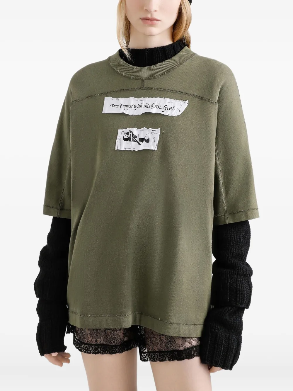 Dolce & Gabbana Panelled Graphic-print T-shirt In Green