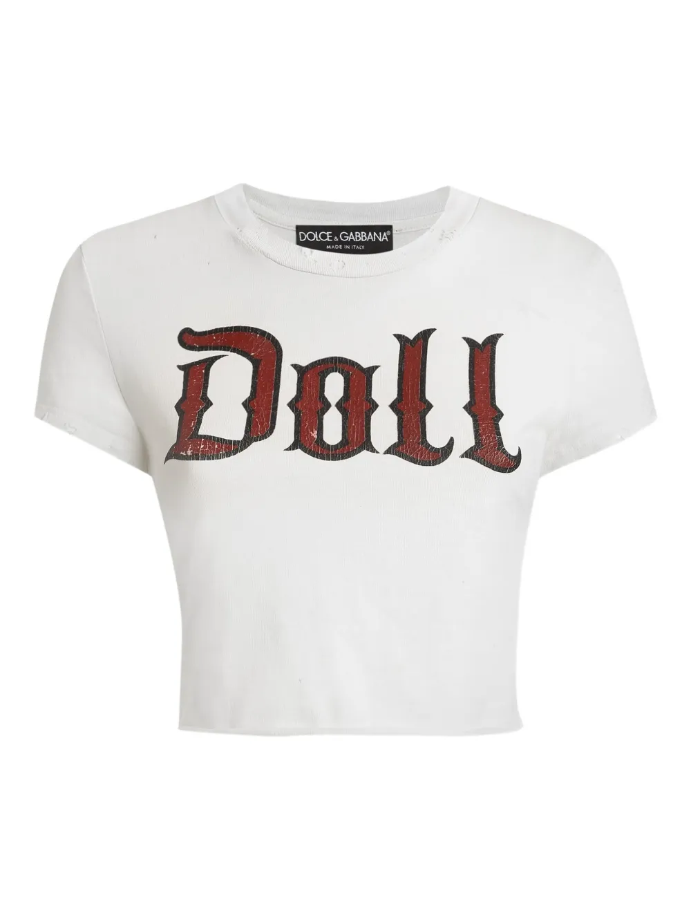 Dolce & Gabbana Graphic Print Cropped Top With Short Sleeves In White