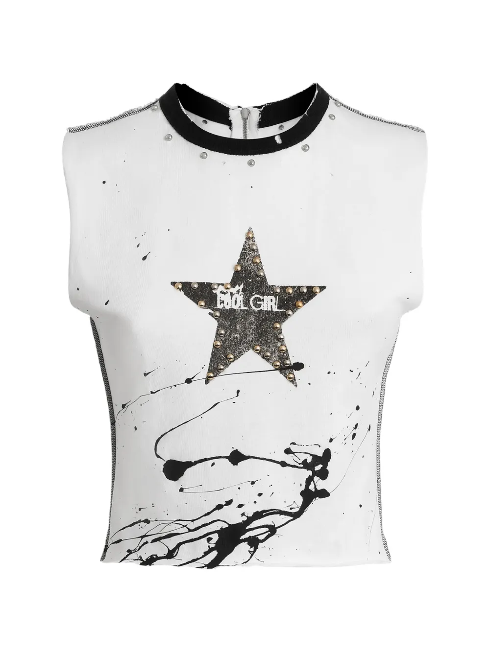 Dolce & Gabbana Top met sterrenprint en studs Wit
