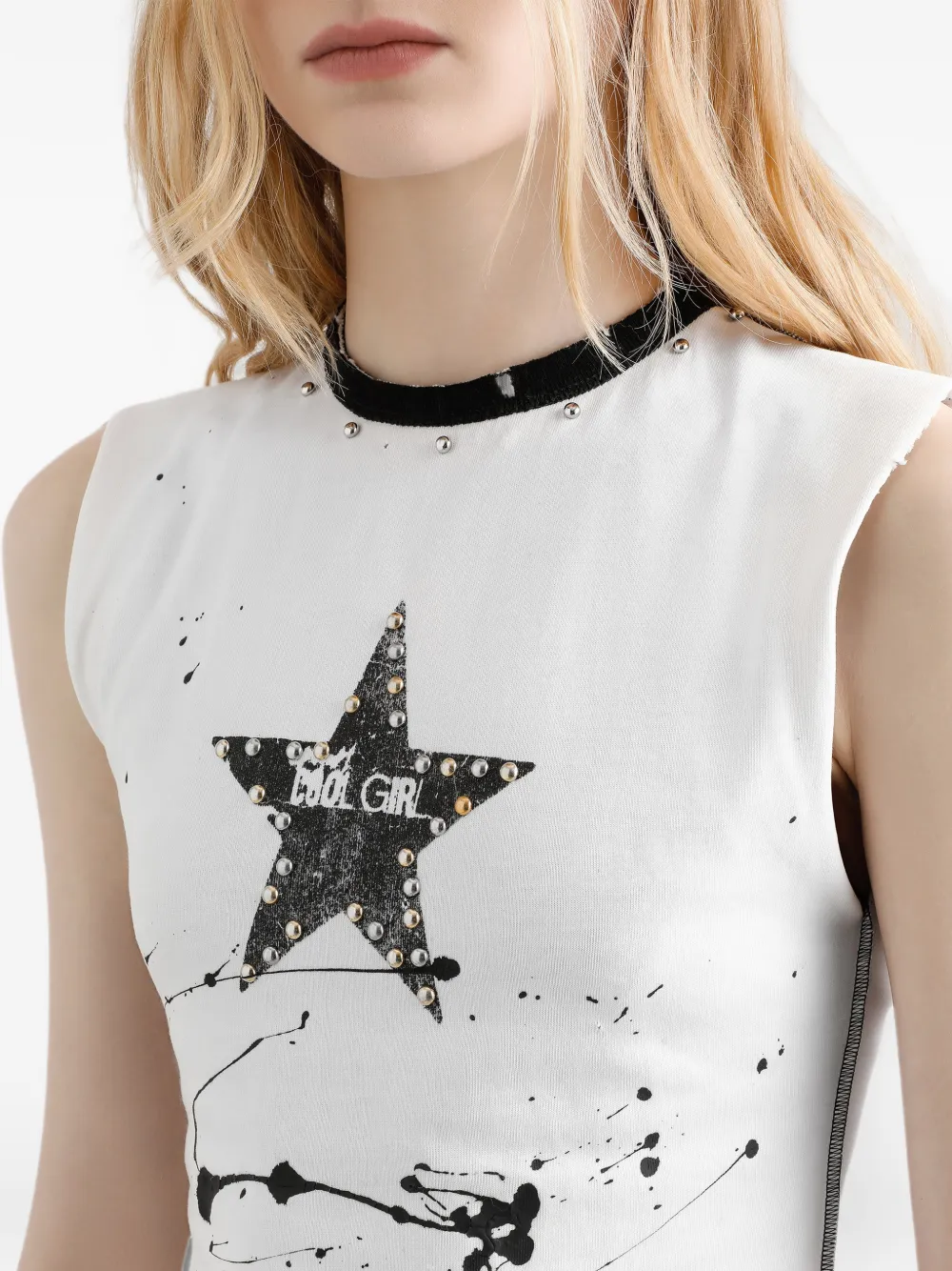 Dolce & Gabbana Top met sterrenprint en studs Wit