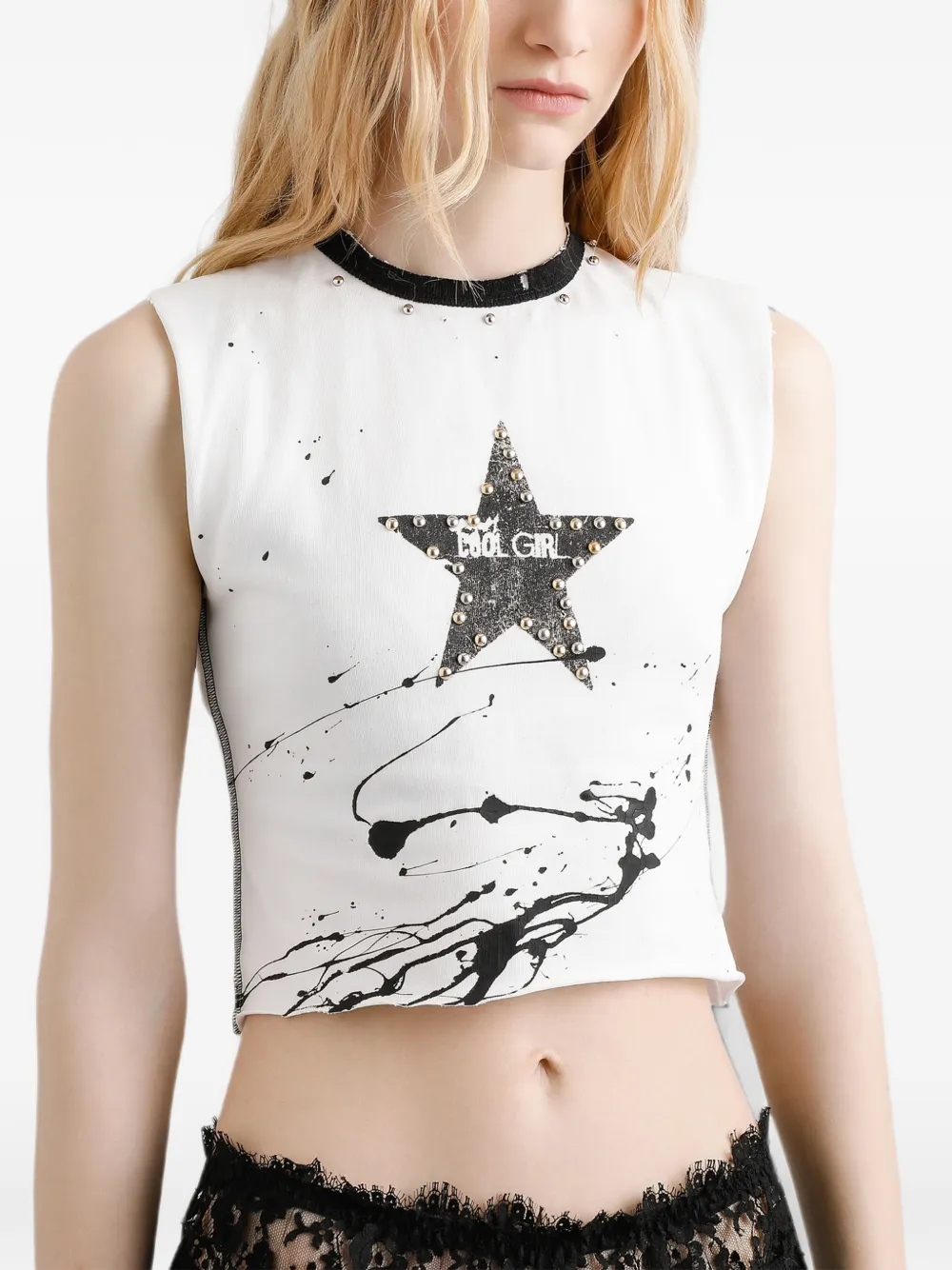 Dolce & Gabbana Top met sterrenprint en studs Wit