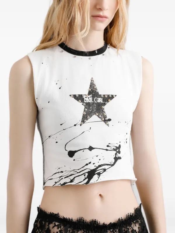 ドルチェ＆ガッバーナ DivaHollywood グリッタープリントタンクトップ Dolce & Gabbana star-print Studded Top | White | FARFETCH