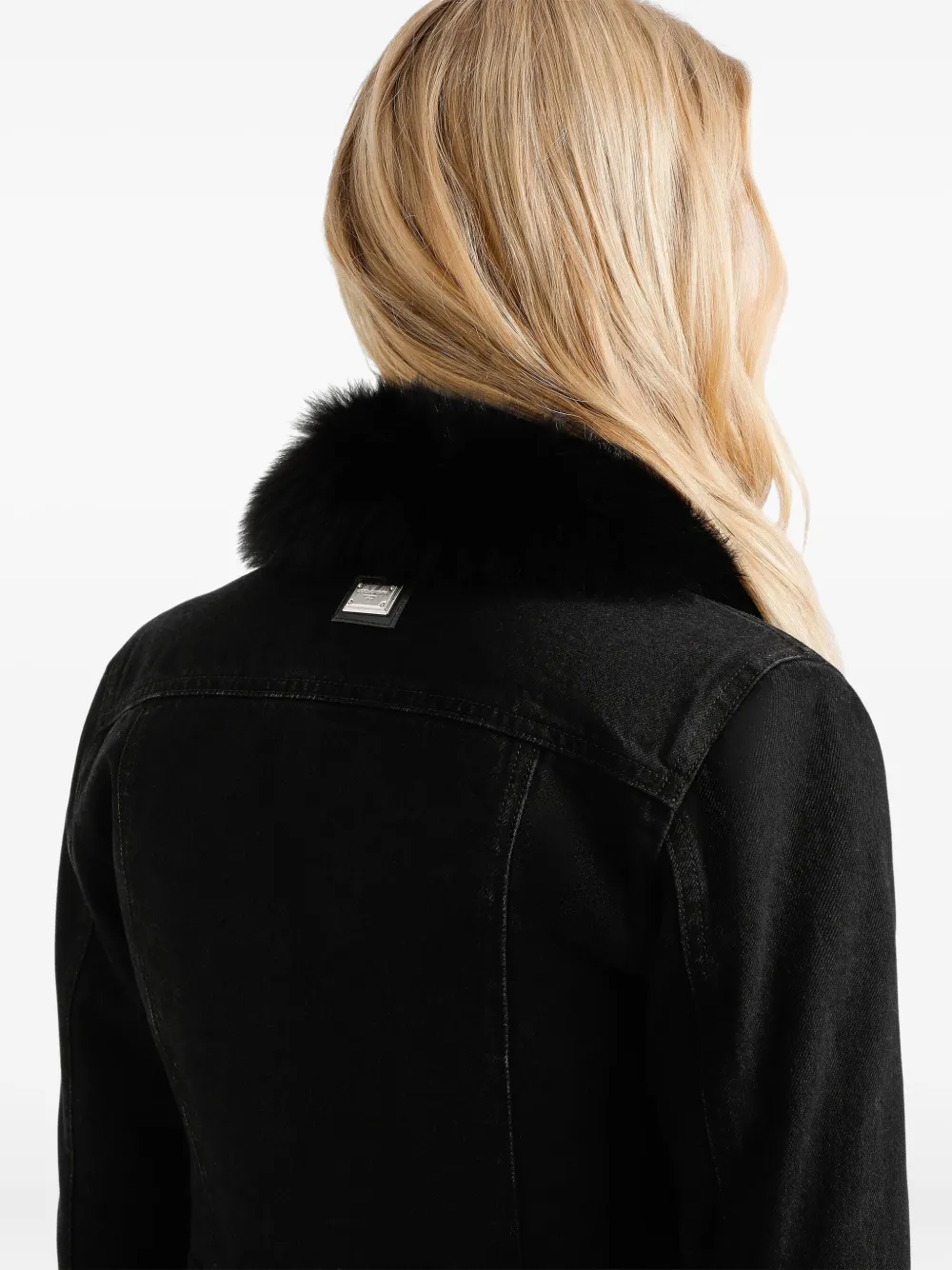 Dolce & Gabbana Faux Fur-trimmed Denim Jacket In Black