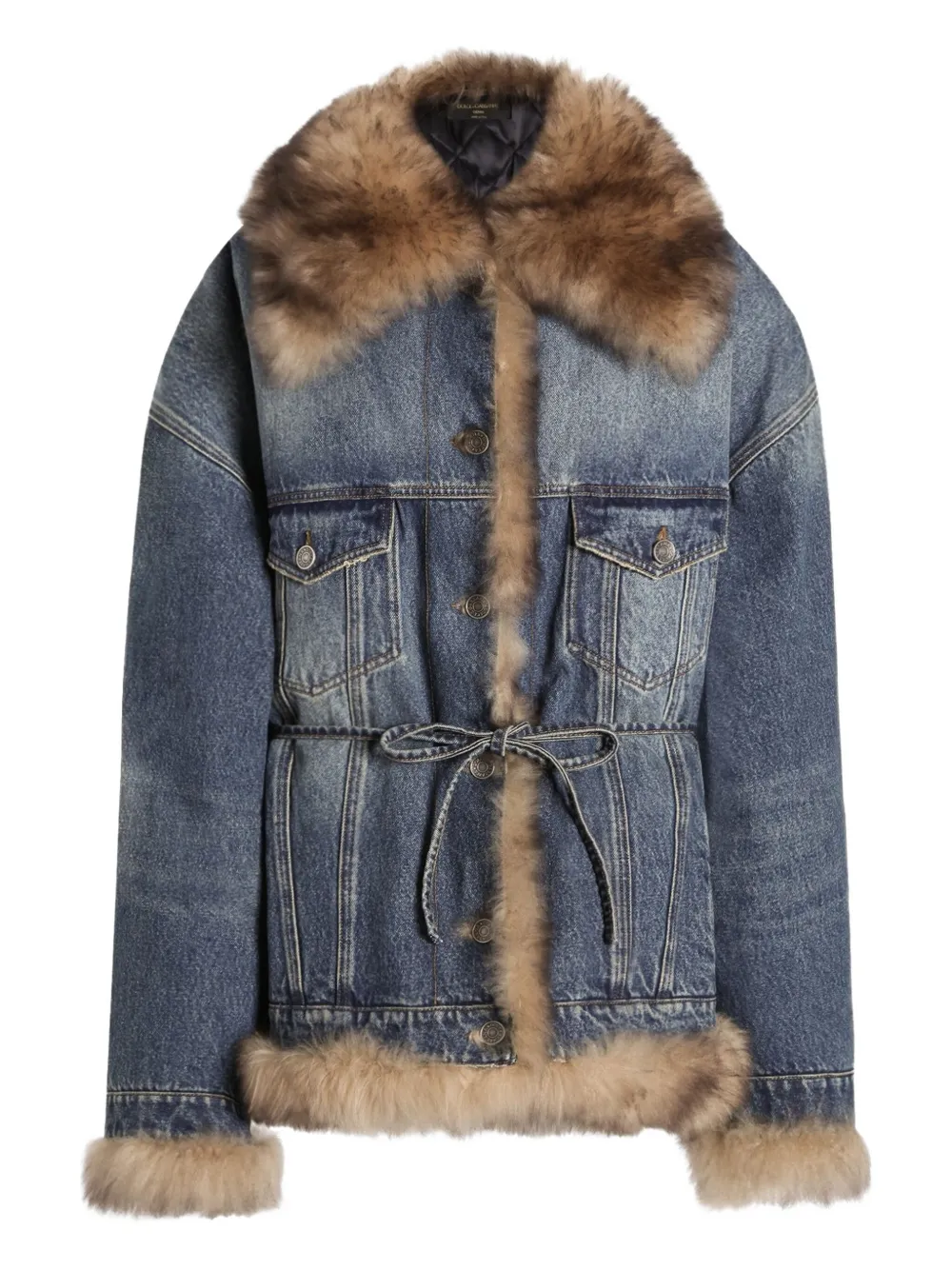 Dolce & Gabbana faux-fur detail denim coat | Blue | Image 1