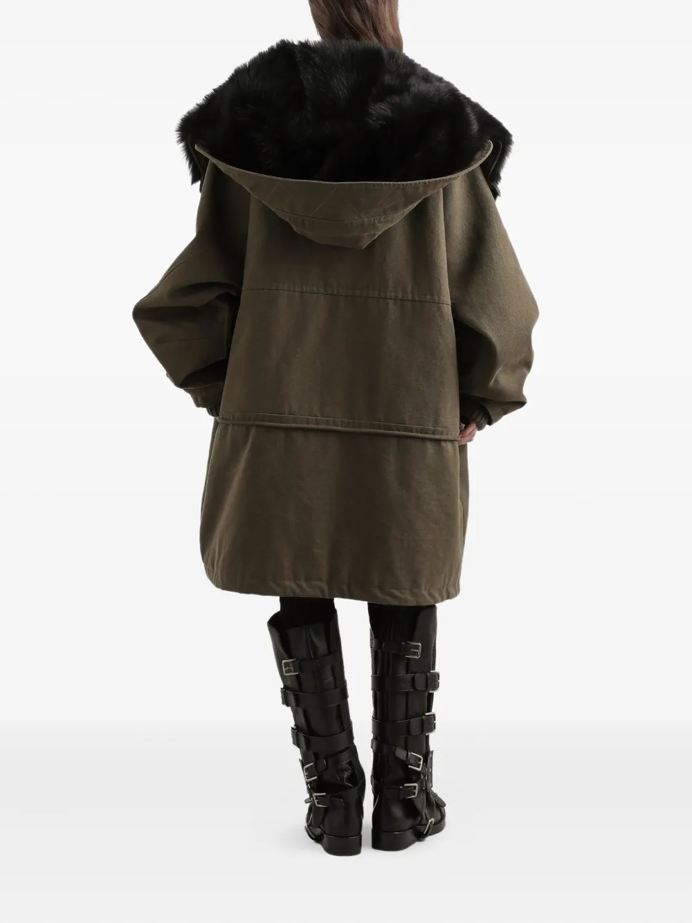 Dolce & Gabbana Fur-trimmed Hooded Coat In Brown
