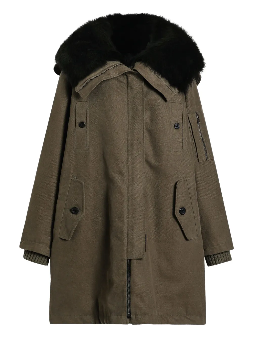 Dolce & Gabbana Fur-trimmed Hooded Coat In Brown