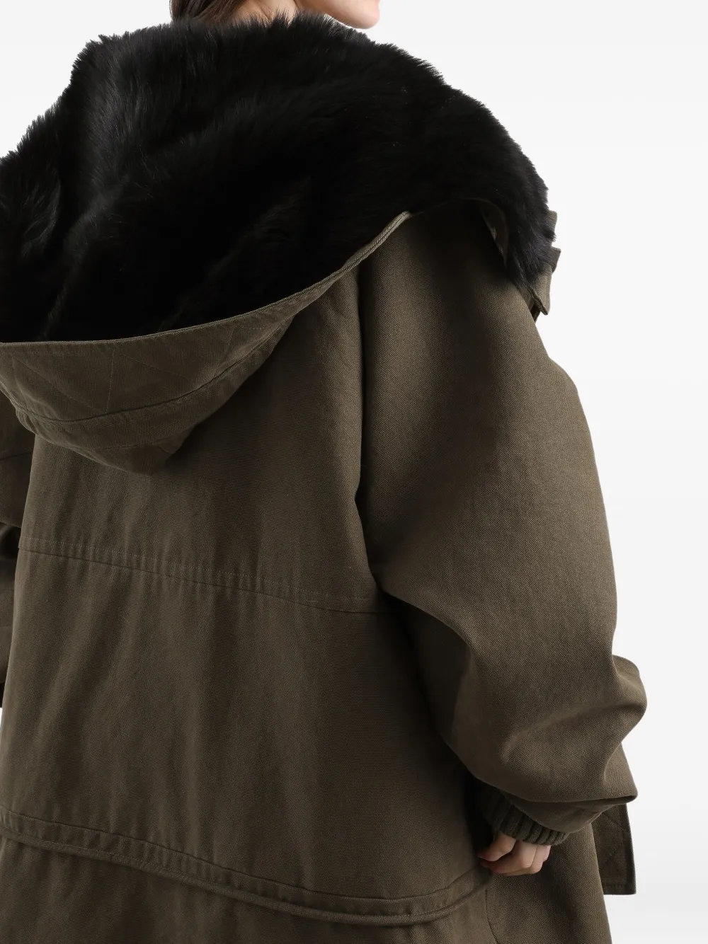 Dolce & Gabbana Fur-trimmed Hooded Coat In Brown