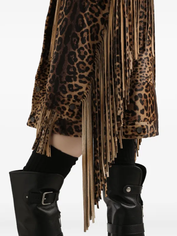 Dolce & Gabbana leopard-print Fringe Coat | Brown | FARFETCH
