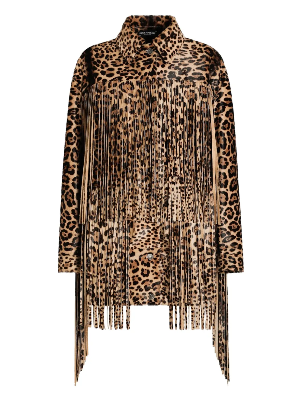 Dolce & Gabbana leopard-print fringe coat | Brown | Image 1