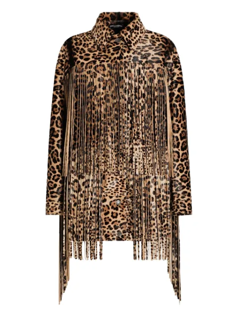 Dolce & Gabbana leopard-print fringe coat