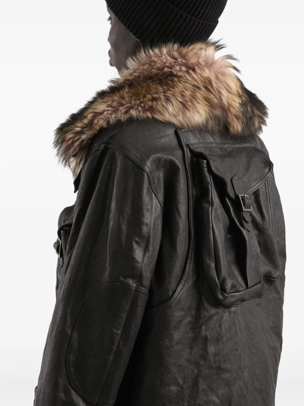 Dolce & Gabbana Fur-trimmed Pocket Coat In Black