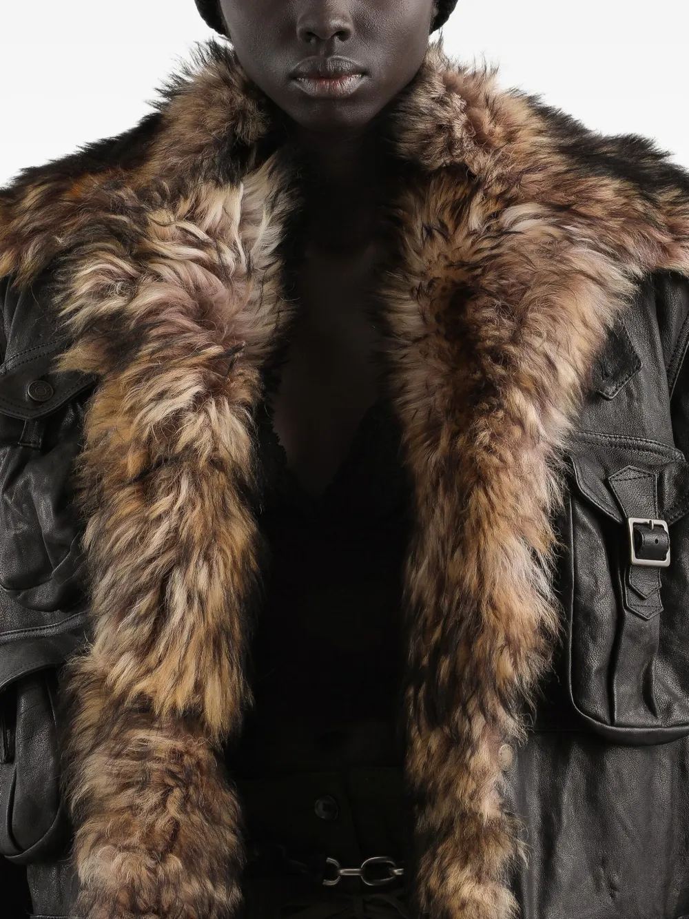 Dolce & Gabbana Fur-trimmed Pocket Coat In Black