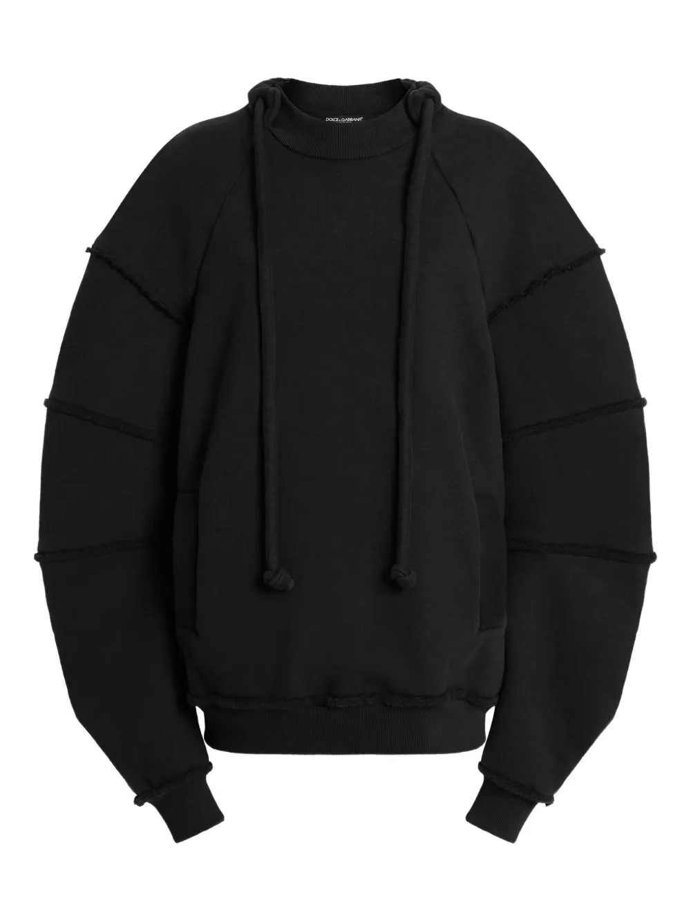 Dolce & Gabbana Ruffled-sleeve Drawstring Sweatshirt In Black