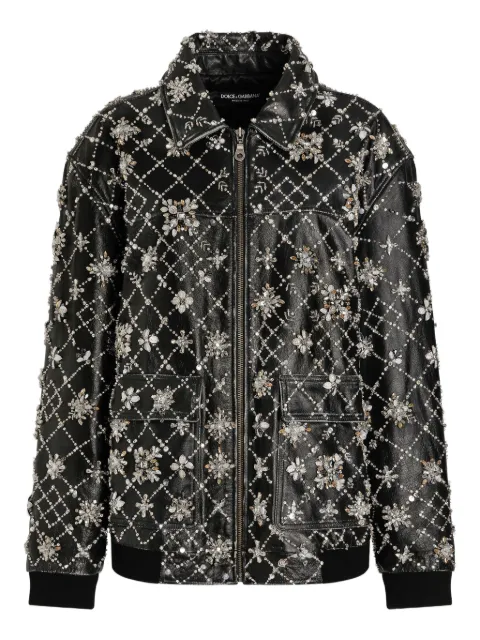 Dolce & Gabbana embellished quilted leather coat