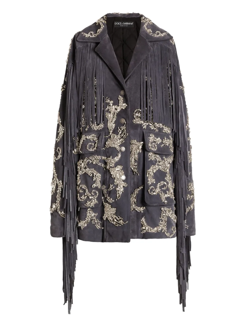 Dolce & Gabbana Cappotto con frange - Grigio