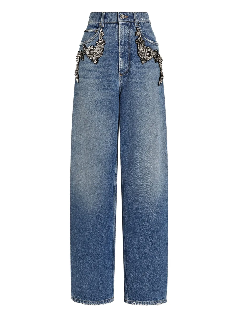 Dolce & Gabbana Crystal-embellished Jeans In Blue