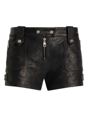 Short Taille Haute En Simili Cuir Extensible Pour Femme - DZOVUTTZ - Noir, Avec Poches