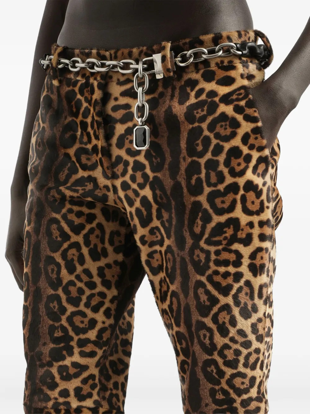 Dolce & Gabbana Leopard-print Trousers In Brown