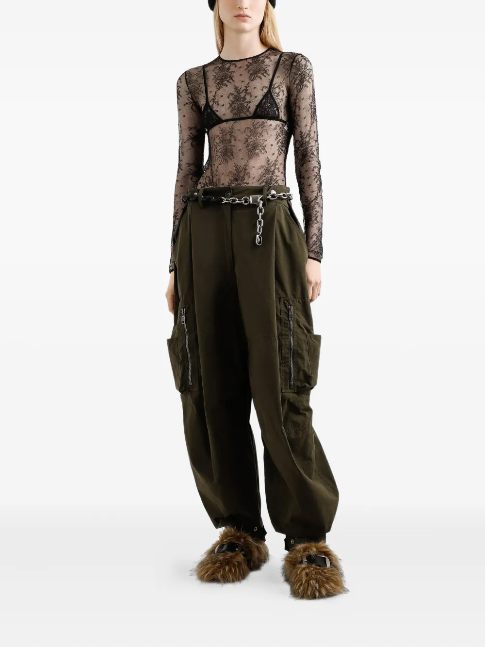 Dolce & Gabbana Geplooide cargo broek - Bruin