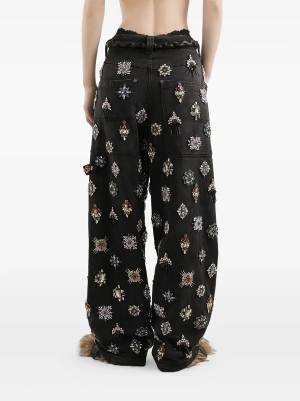 Dolce & Gabbana rhinestones-embellished l Jeans | Black | FARFETCH
