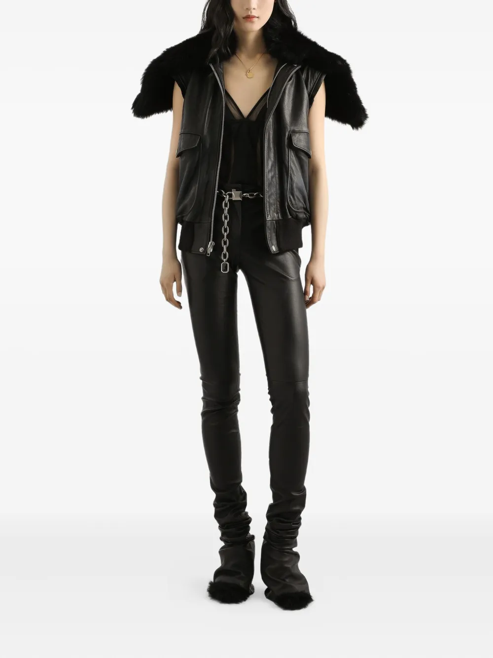 Dolce & Gabbana Leren broek - Zwart