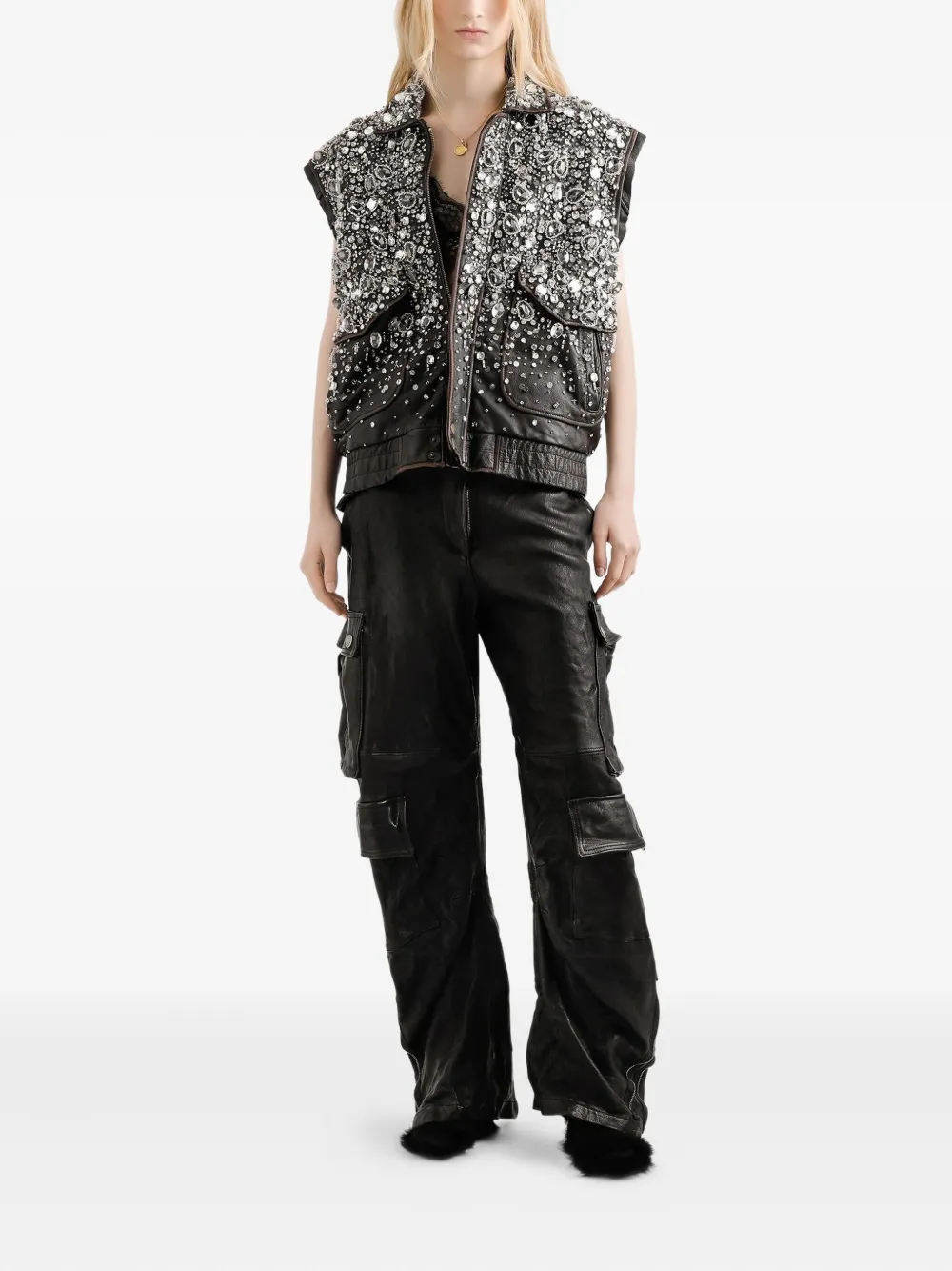 Dolce & Gabbana Leren broek - Zwart