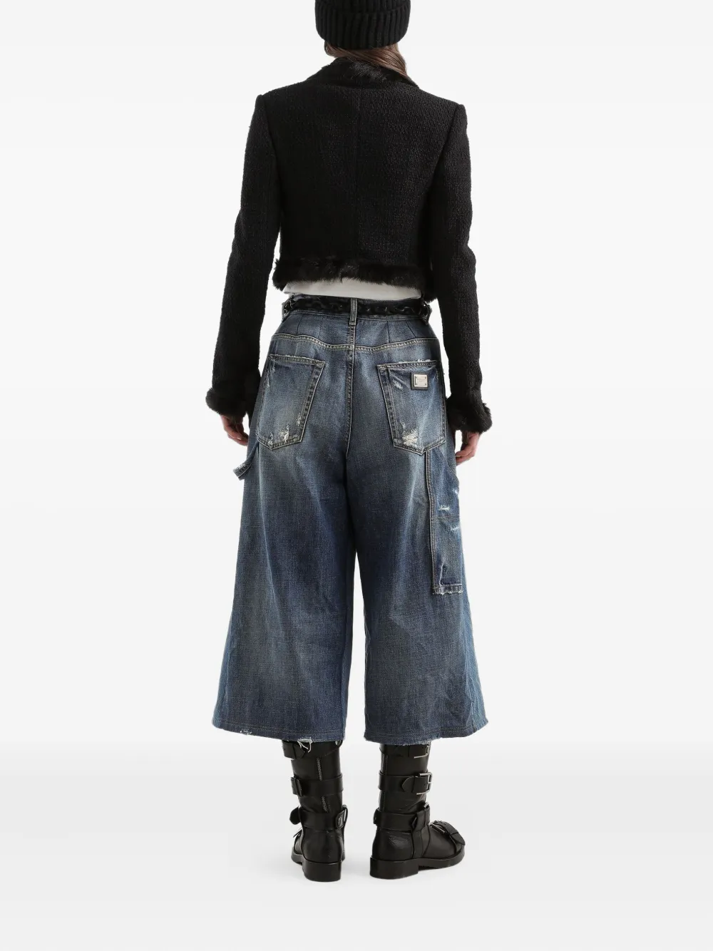 Dolce & Gabbana Distressed Cropped Jeans In Blue