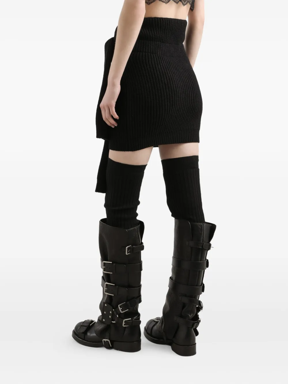 Dolce & Gabbana Ribbed-knit Wrap Skirt In Black