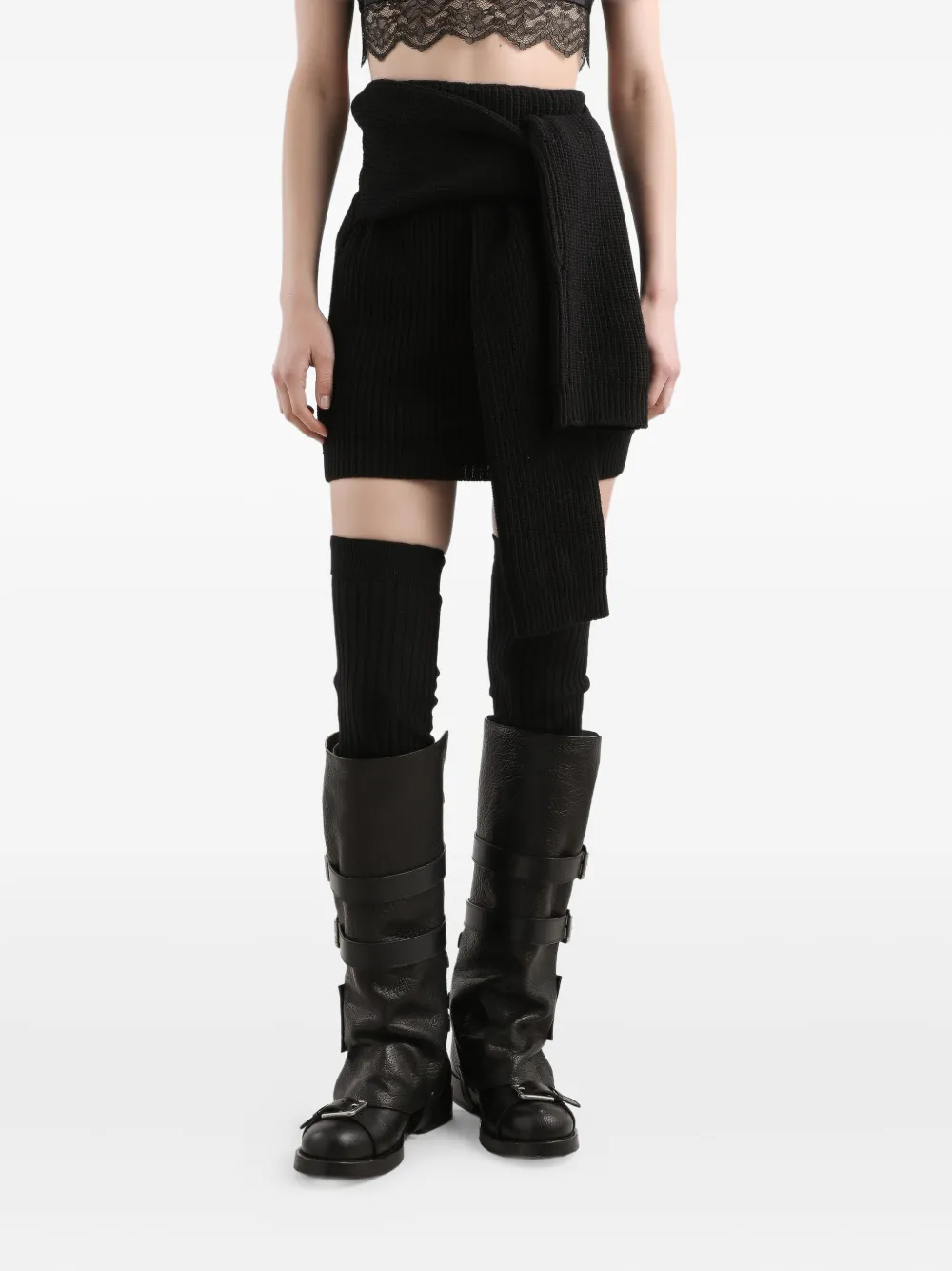 Dolce & Gabbana Ribbed-knit Wrap Skirt In Black