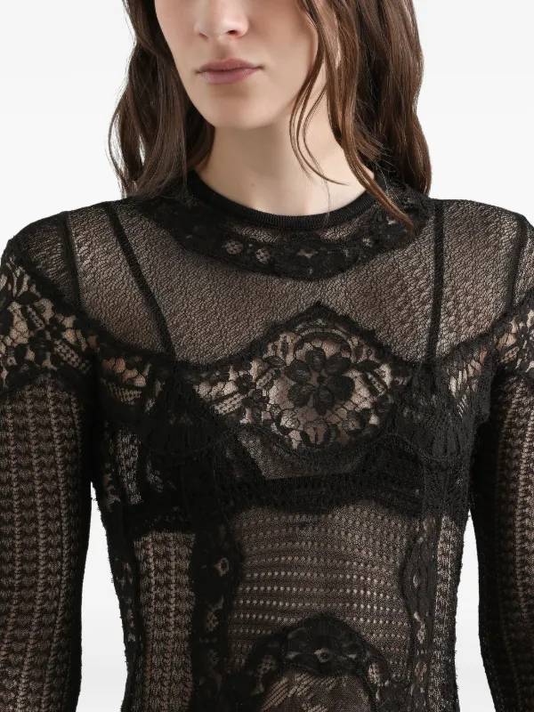 long sleeve lace panel dress Women's Lace Panelled Long Sleeve Dress, Lilac
