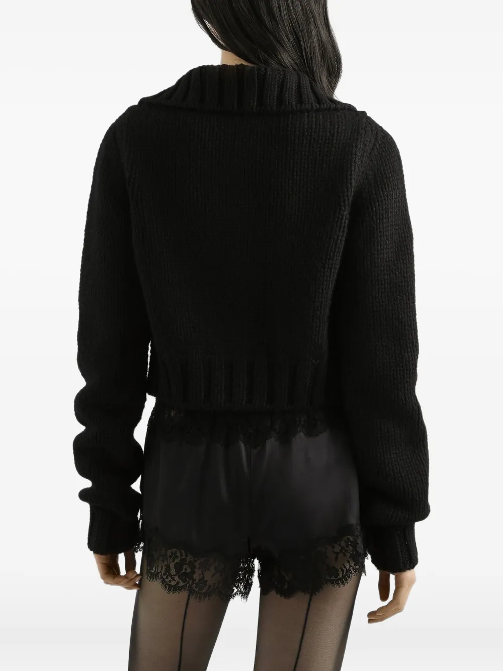 Dolce & Gabbana Ribbed Long-sleeves Cardigan In Black