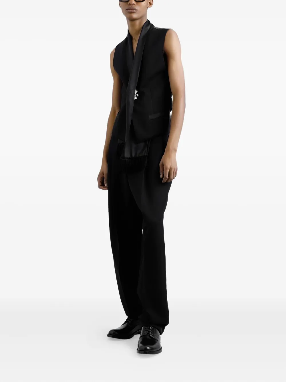 Dolce & Gabbana Mouwloze top met satijnen revers - Zwart