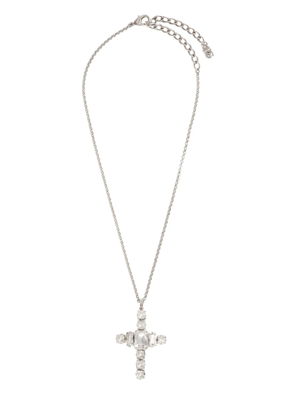 Dolce & Gabbana Cross Necklace With Rhinestones Accessories In Metallic