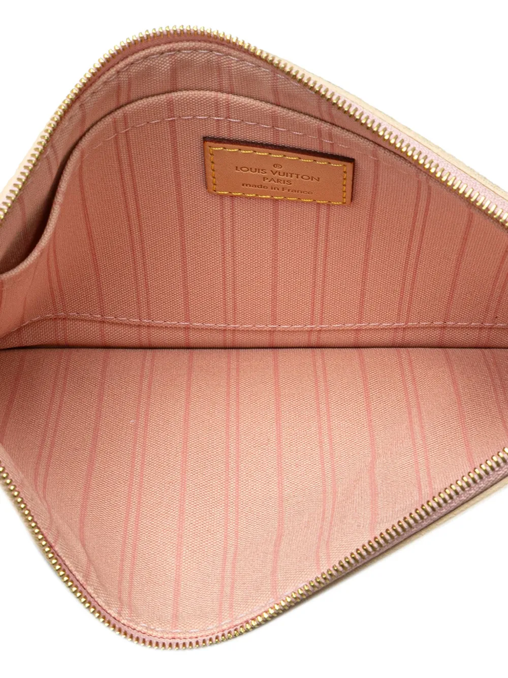 Pre-owned Louis Vuitton 2016 Damier Azur Neverfull Mm Pouch In White