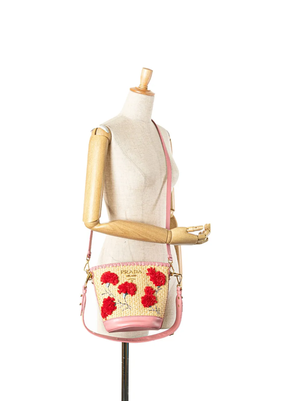 Prada Pre-Owned 2010-2024 Woven Raffia Flower Applique bucket bag | Pre-owned | Image 2