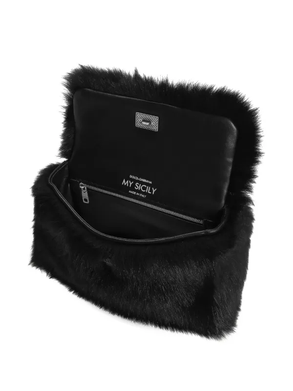 Dolce & Gabbana My Sicily Fur top-handle Tote Bag | Black | FARFETCH