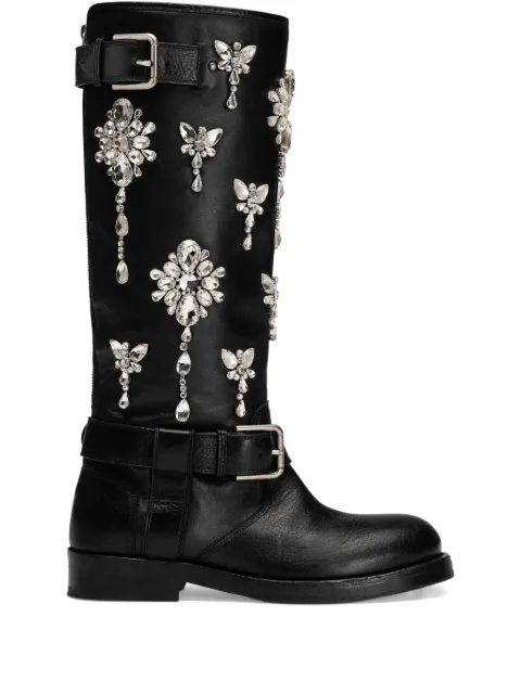 Dolce & Gabbana crystal-embellished buckle boots