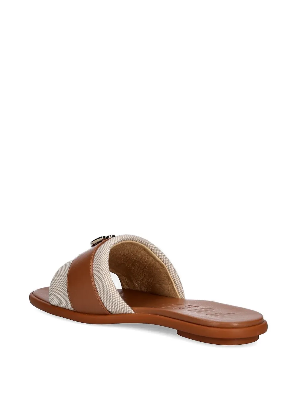 Furla leather branded slides Brown