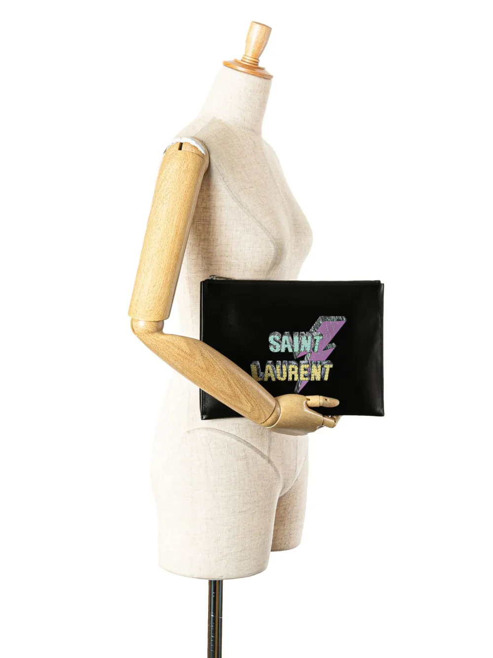 Saint Laurent Pre-Owned 2017 Leather Lighting Bolt Tablet Pouch clutch bag | Pre-Owned | Image 2