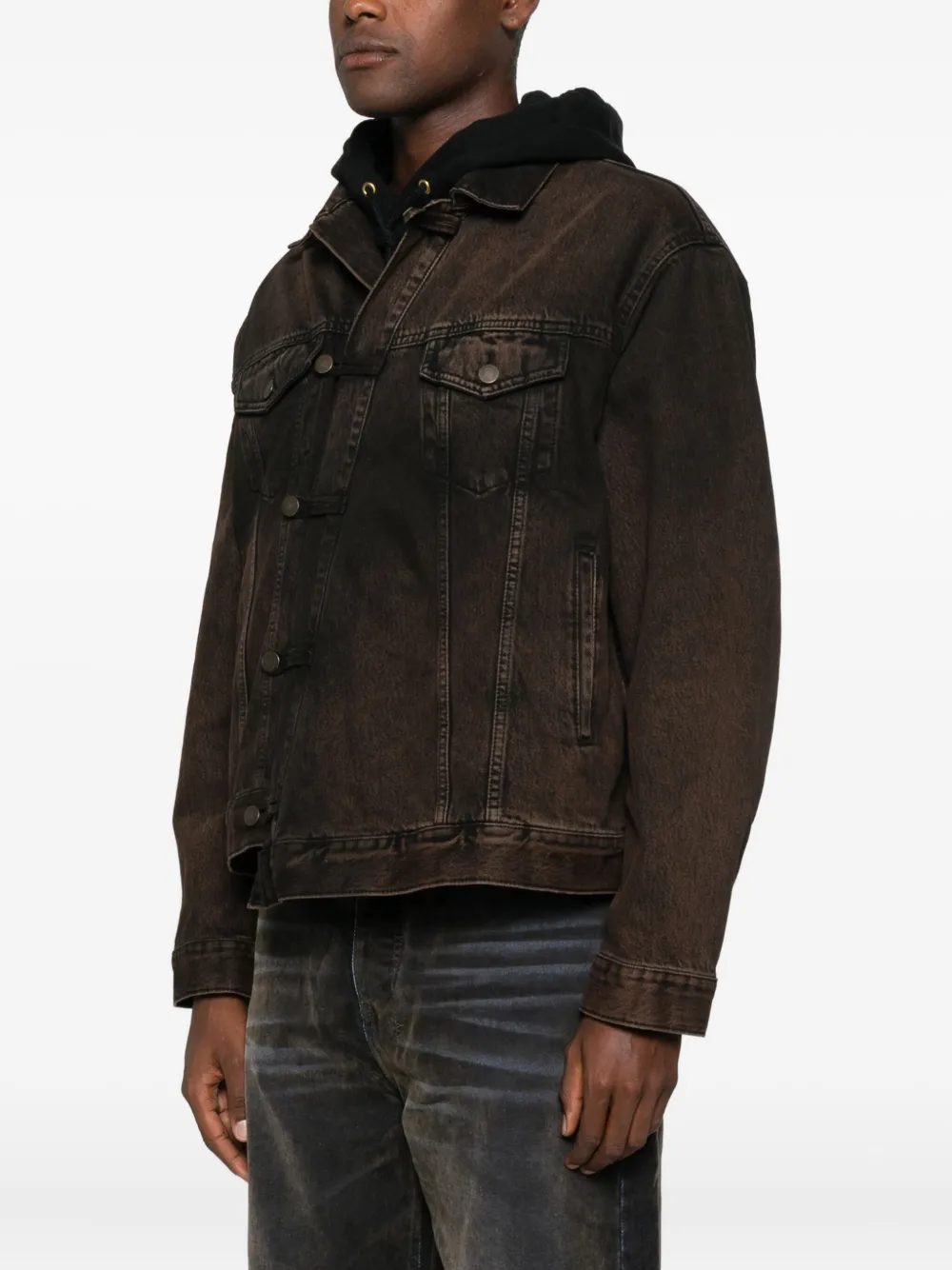 Haikure Denim jack met knopen Bruin