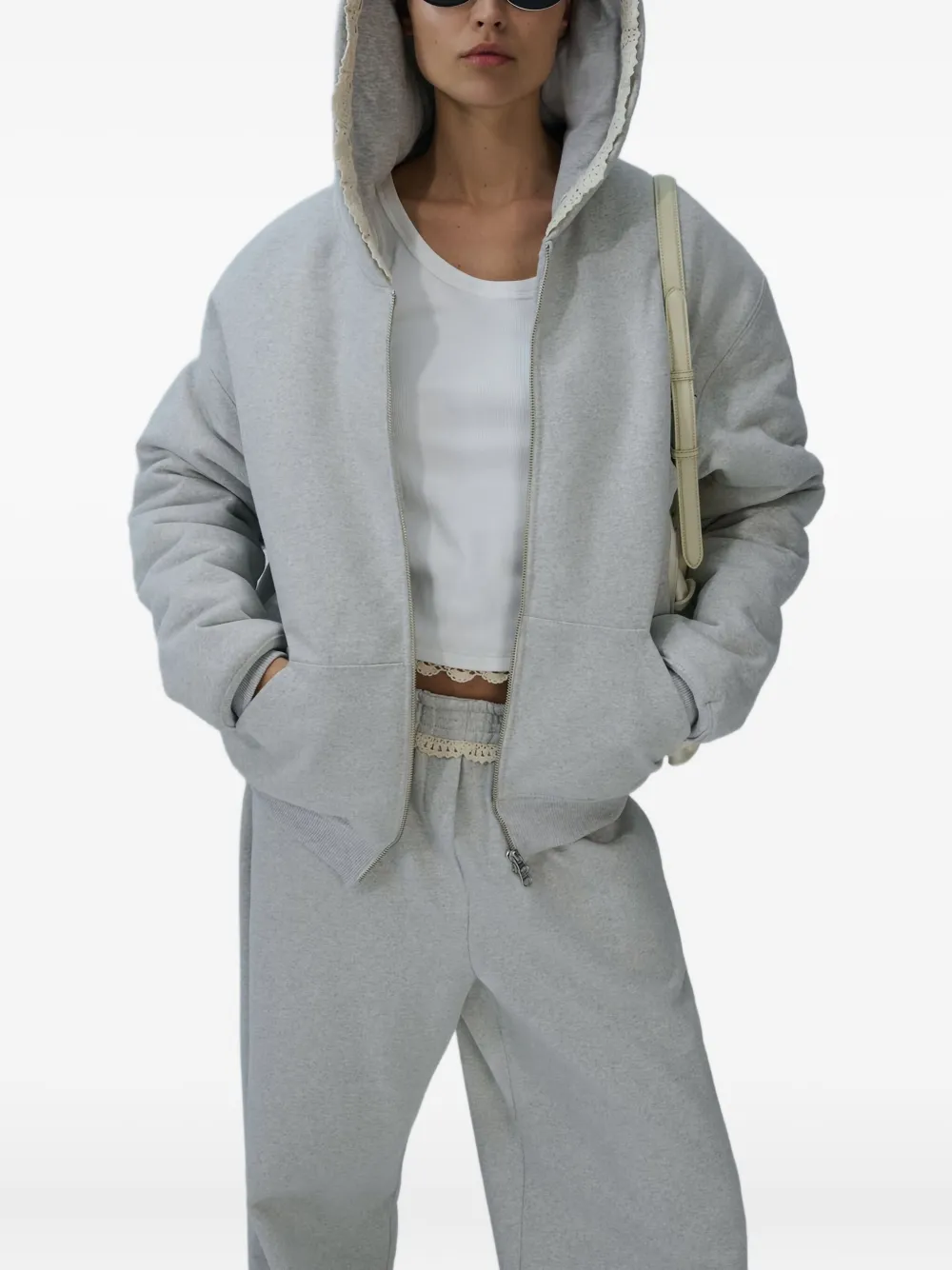 Magda Butrym lace-trimmed hoodie - Grijs